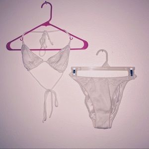 White crochet lace bikini set